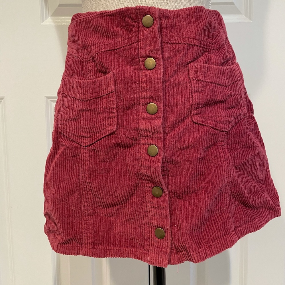 She and Sky Corduroy Button Up Skirt